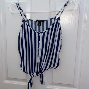 blue and white striped tank top
